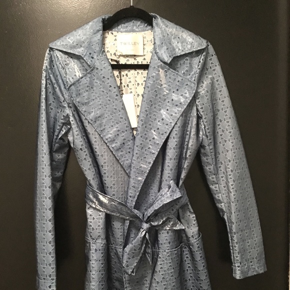 NWT Twilley Atalier Blue Trench coatret $2250.